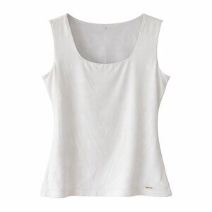 Calvin Klein Ivory Scoop Neck Tank Top Fitted Shell Minimal Size S